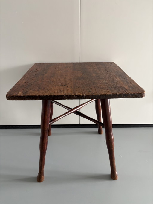 Zeldzame Antieke Thonet Bijzettafel / Kruk - Met Origineel Label (Ca. 1920-1940) – Wood, Vintage