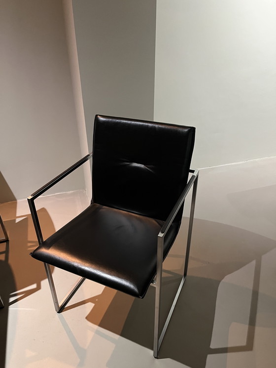 Image 1 of Arco 6 sedie da pranzo in pelle nera