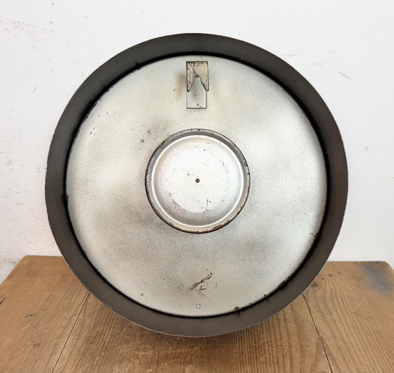 Image 1 of Donkergrijze industriële fabriekswandklok van IBM, jaren 50