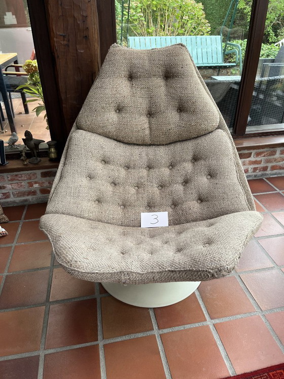 Fauteuils pivotants Artifort F588 originaux de Geoffrey Harcourt (ensemble de 4) et poufs assortis (3) (photo 8 of 20)
