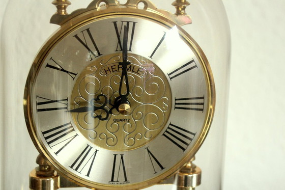 Image 1 of Elegant Hermle brass torsion pendulum clock with glass dome - Vintage