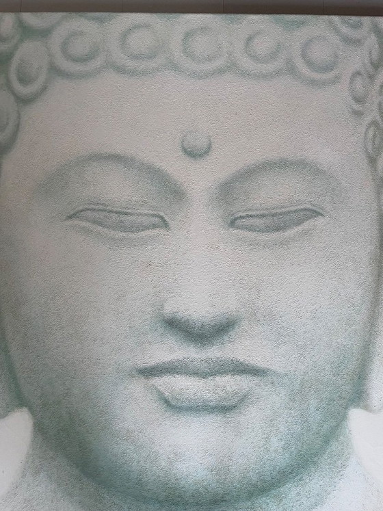 Image 1 of Tableau de Bouddha « White Haven » de 5 Friends, 100x100 cm, peint à la main et signé