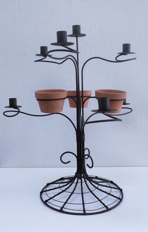 seven-light metal terracotta candlestick