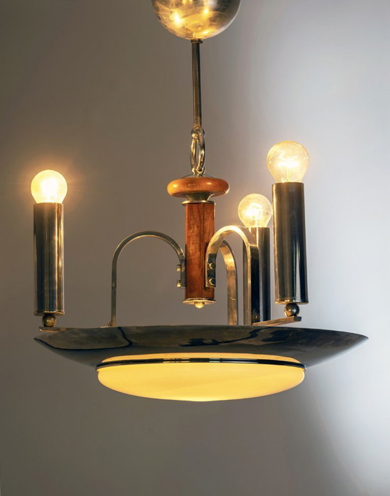 Image 1 of Metalen kroonluchter, jaren 30-40