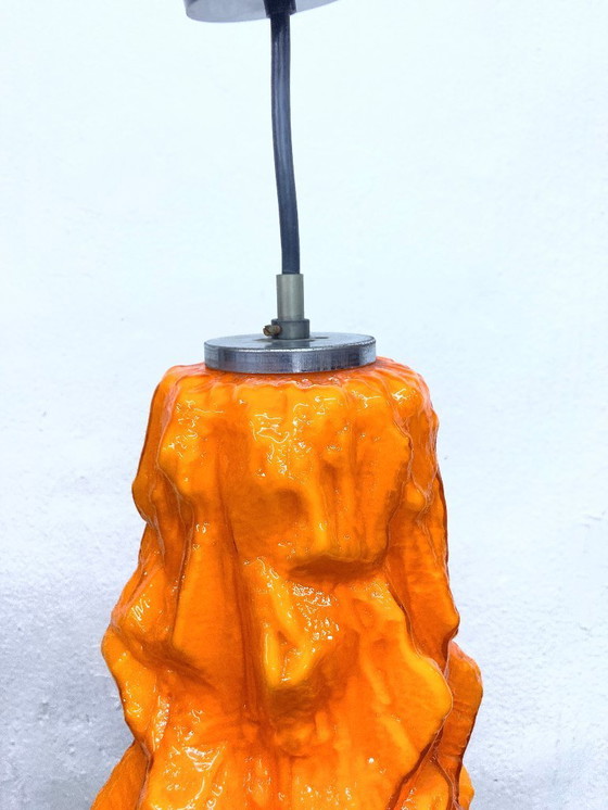Image 1 of  Lámpara colgante de cristal de Peill&Putzler diseño años 70s 80s modelo Alaska naranja