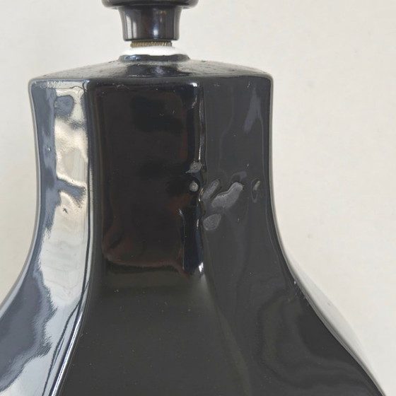 Image 1 of MAGNIFICENT ART DECO TABLE LAMP 1920-1930 IN BLACK & SILVER CERAMIC 20S 30S