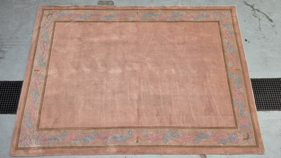 Image 1 of Alfombra moderna de lana hecha a mano, color naranja suave, 247x345cm.