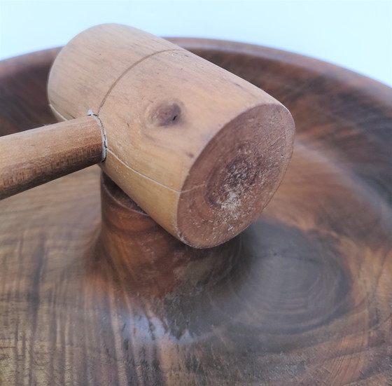 Image 1 of Large Solid Wood Nutcracker Cup With Mallet