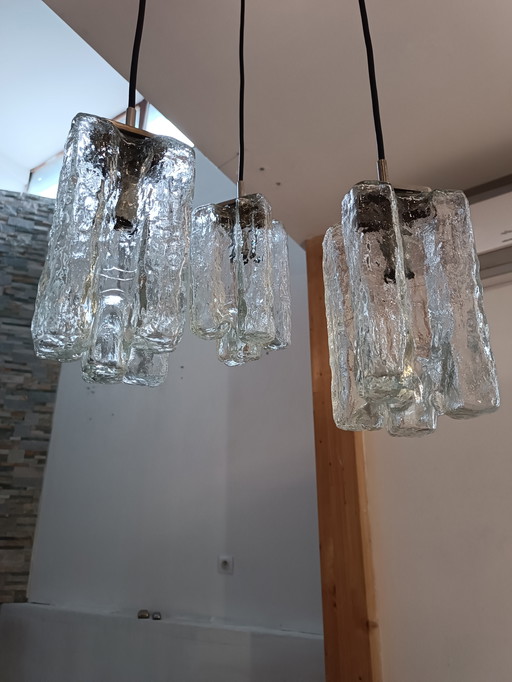 Cascade Ice Glass Granada chandelier by J.T. Kalmar 1970s