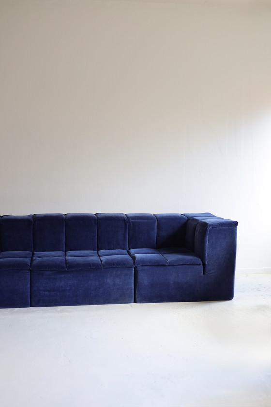Image 1 of Modular sofa, 4 elements, blue velvet