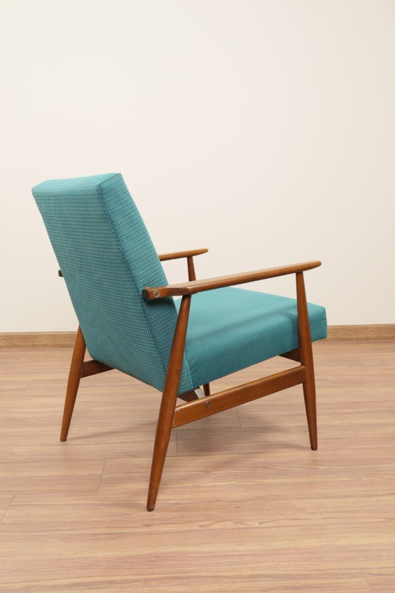 Image 1 of Vintage armchair teal fabric design by H.Lis