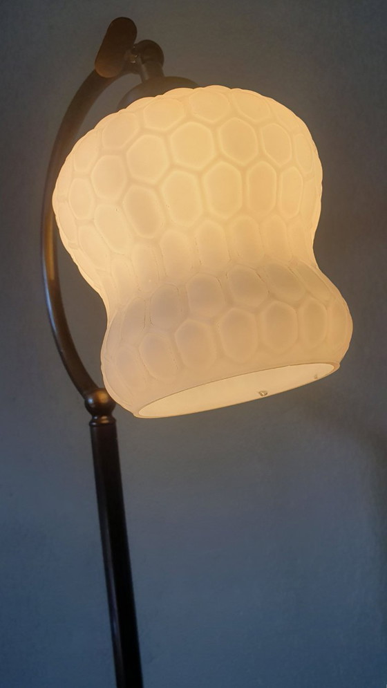 Image 1 of Vintage Art Deco style desk lamp with opaline glass shade