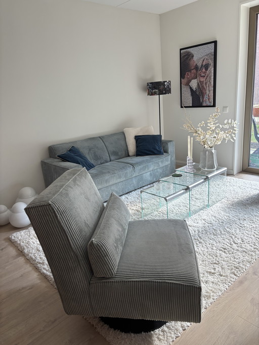 Three-seater sofa & swivel armchair
