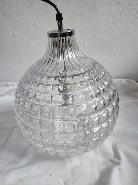 Image 1 of Crystal glass pendant bulb ceiling lamp Peill & Putzler 1960