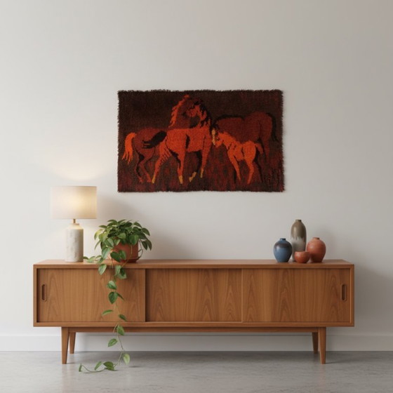 Image 1 of RYA rug and wall hanging from the 70s with horses