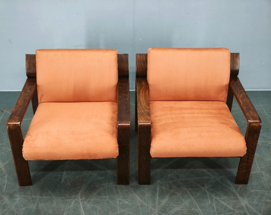 Image 1 of Coppia di poltrone Ludvik Volak Drevopodnik Holesov, stile Mid-Century Lounge, ceco, anni '70.