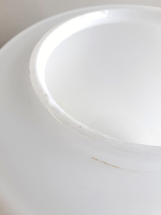 Image 1 of Glashütte Limburg vintage table lamp, brass desk lamp with frosted glass shade, mid-century modern table lamp