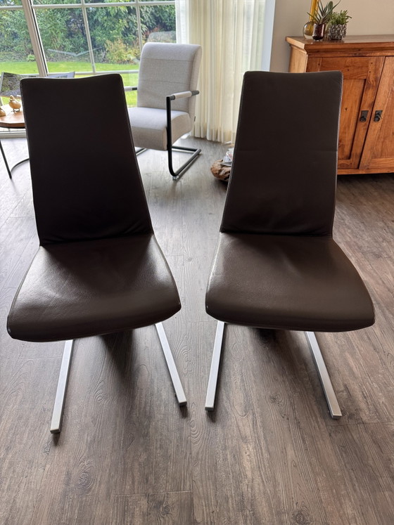 4 Rolf Benz 7800 Eetkamerstoelen – Leather, Chrome (photo 4 of 5)
