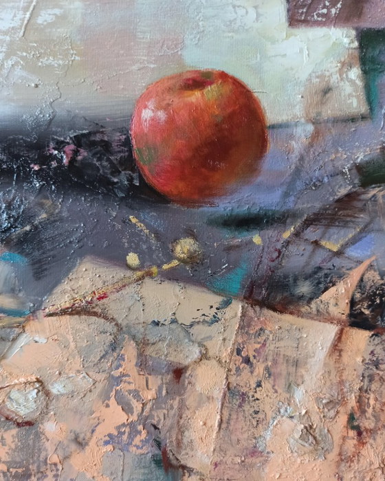 Originales Ölgemälde, abstraktes Fruchtstillleben, Äpfel – Gemälde & Zeichnungen, Canvas (photo 10 of 11)
