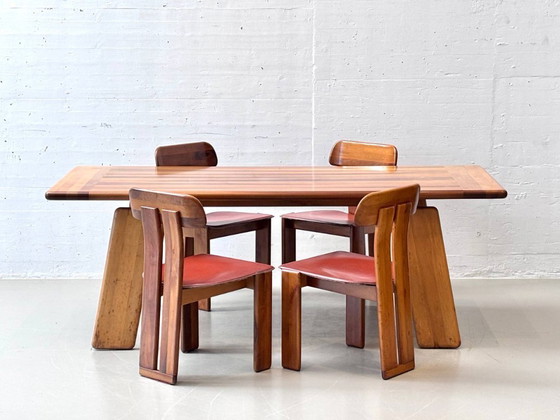 Image 1 of Sapporo dining set in walnut wood by Mario Marenco for Mobilgirgi, Italy, 1970s