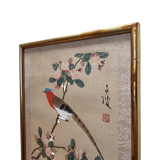 Image 1 of Vintage Chinese painting on silk bird