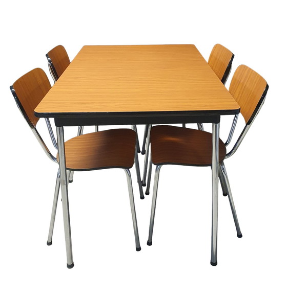 Image 1 of 1970 Vintage Formica Table With Chairs Dining Room Set