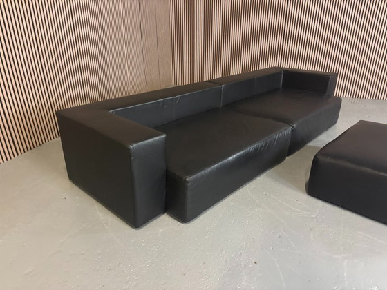 Image 1 of Jencikova Design Divano + poggiapiedi in pelle nero