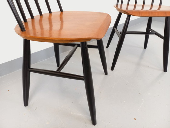 Image 1 of Paire de chaises scandinaves vintage Fanett par Ilmari Tapiovaara en teck et bois noir des années 50 60