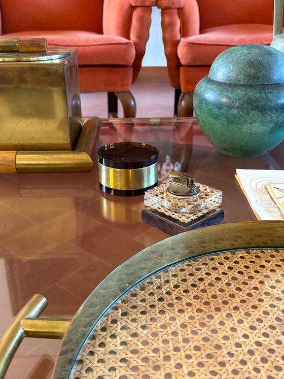 Accendino da tavolo in lucite Mid-century, Italia anni '70, Oggetti decorativi, Plexiglass, Marrone (foto 2 di 8)