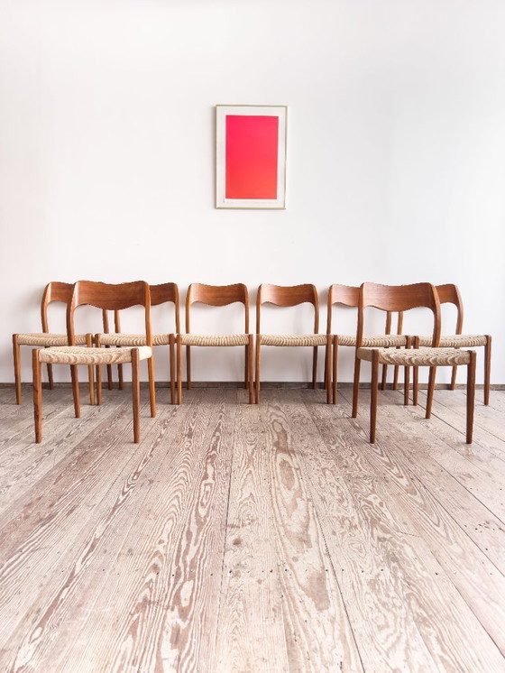 Image 1 of Niels O. Møller Modell 71 Esszimmerstuhl, 8er-Set für J.L. Mollers, 1951