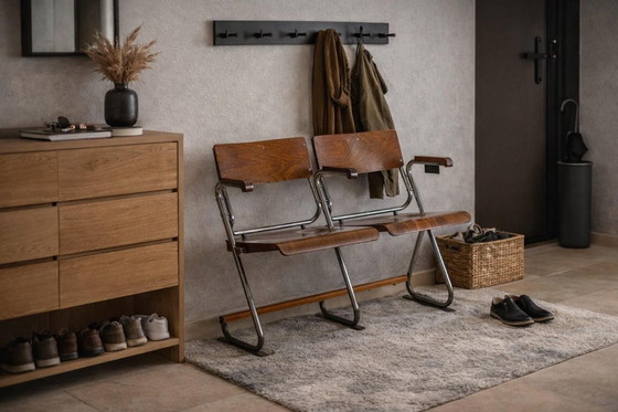 Image 1 of Banco plegable de dos plazas, estilo Bauhaus, década de 1930, Checoslovaquia