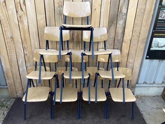 Vintage Galvanitas S35 chair, blue compass frame, Dining chairs, Wood, Industrieel (photo 7 of 18)