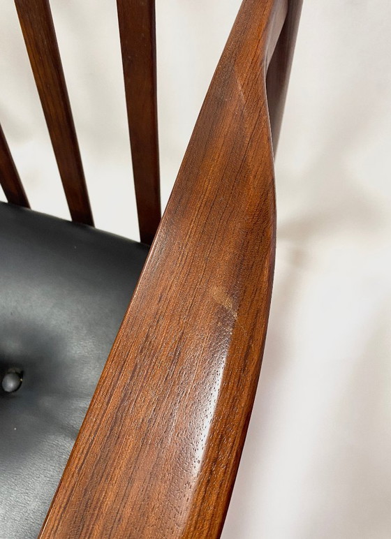 Image 1 of Original 1950s armchair from Denmark – teak wood & black Skai leather * Mid-Century * Vintage