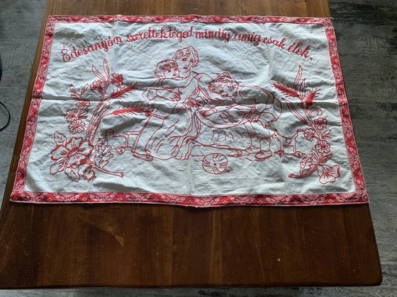 Folk Traditionelle Ungarische Bestickte Wanddekoration (photo 4 of 5)