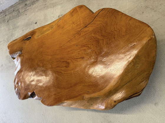 Image 1 of Vintage brutalist wabi sabi wortelnoten salontafel