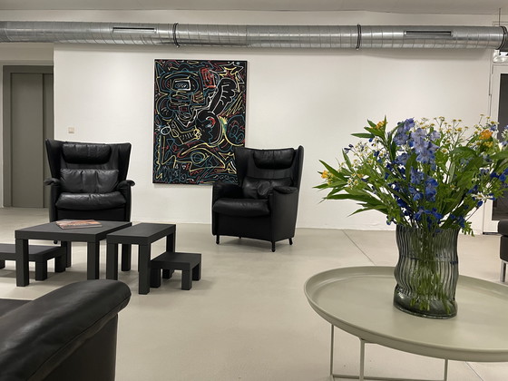 Image 1 of Fauteuil lounge De Sede Club, fauteuil à oreilles, fauteuil en cuir noir