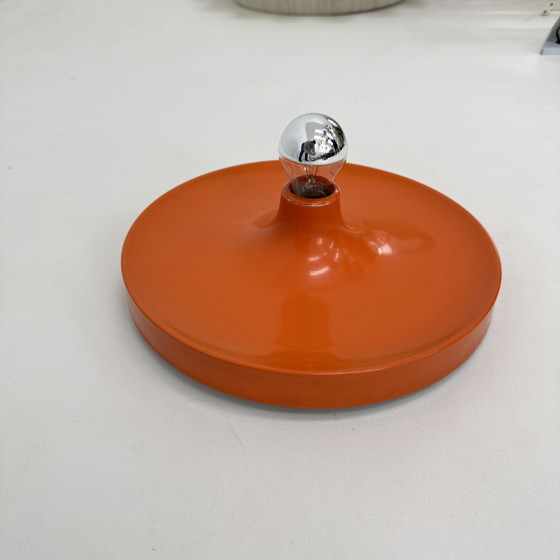 Image 1 of Lampada a disco Honsel Orange Space Age di Mid-Century Design, anni '70 attribuita a Charlotte Perriand per Les Arcs