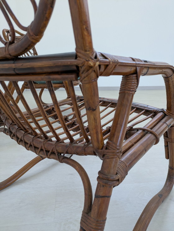 Image 1 of Salon en bambou - Fauteuils, table basse et porte-manteau - Vintage