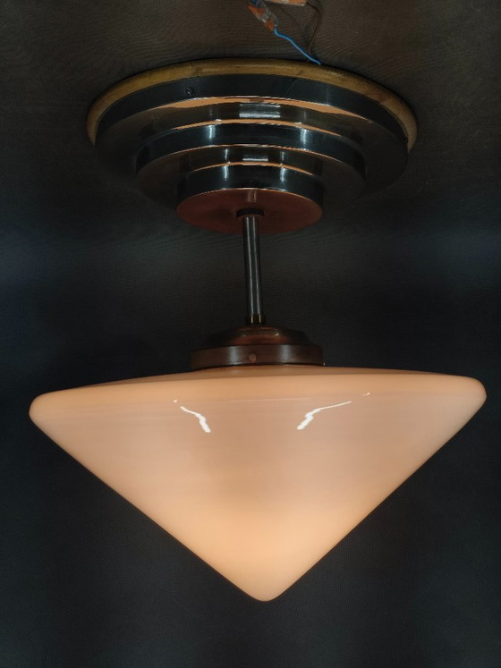 Image 1 of Plafoniera ceca Art Déco in vetro opalino, anni '30