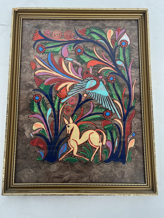 Image 1 of Vintage Mexican “bark” folk art painting