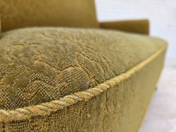 Image 1 of 1950s, Danish 2-seater sofa, green furniture wool fabric.