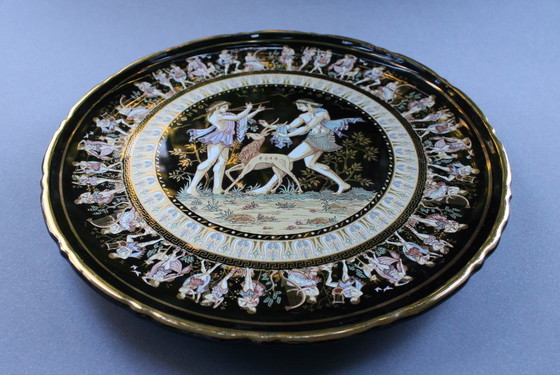 Image 1 of Placa de pared con pintura en oro de 24 quilates, hecha a mano por Ibiscus Keramik Grecia.