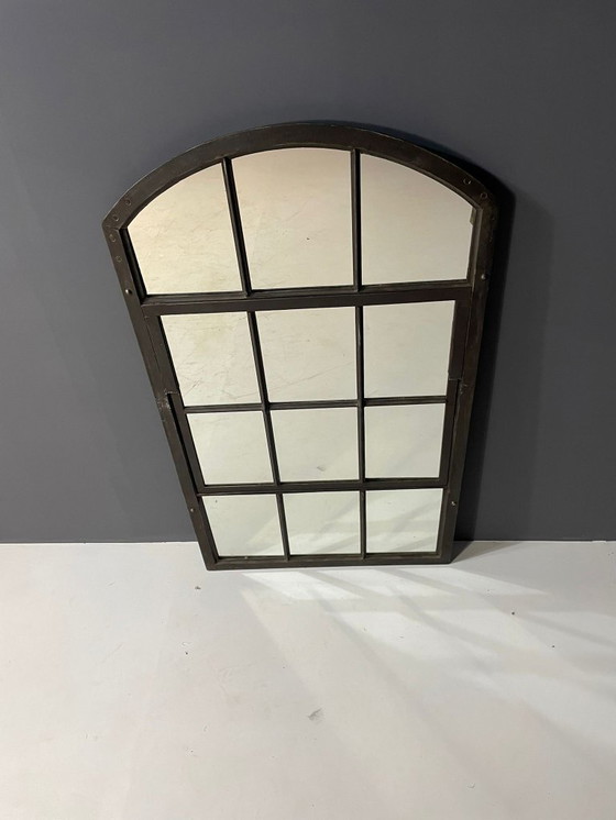 Image 1 of Industrial Iron Mirror with Patina, Czechoslovakia, 1960s