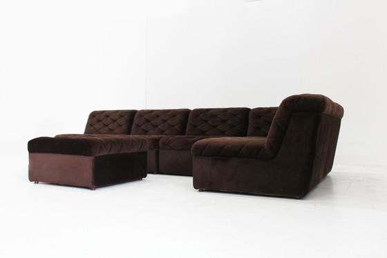 Image 1 of Vintage modular elements sofa velour brown 1970s