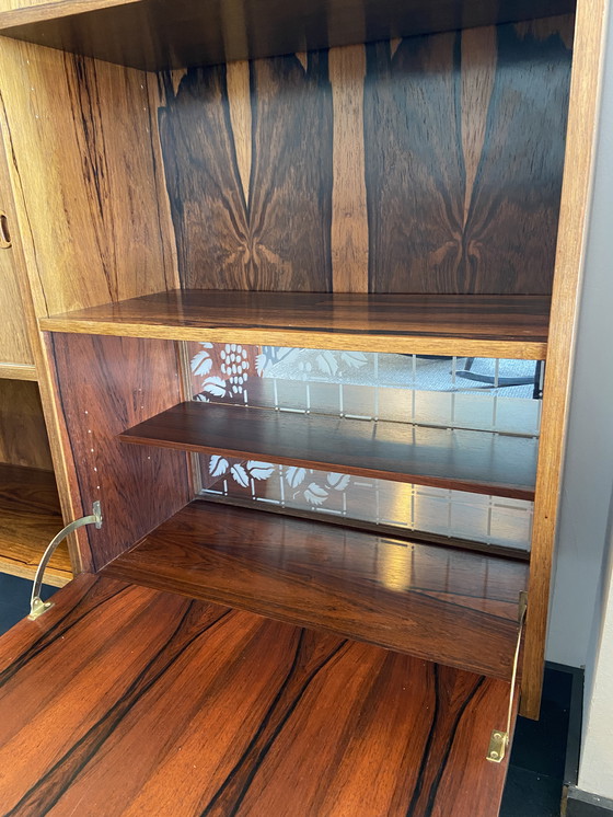 Image 1 of Vintage Rosewood Bookcase With Sliding Doors and Bar