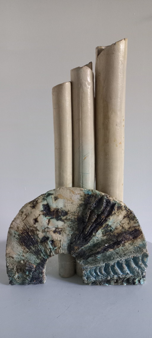 Scultura in ceramica in stile brutalista vintage