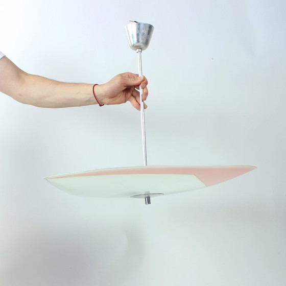 Image 1 of Mid Century Glass Ceiling Light By Napako, Czechoslovakia, 1960s