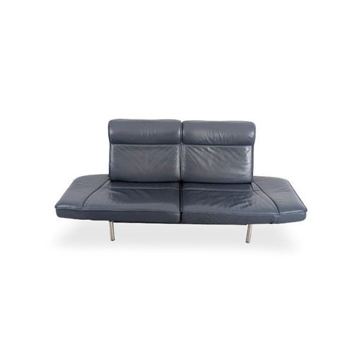 Divano Midcentury De Sede Ds 450 in pelle nero e blu