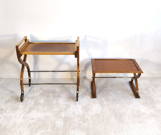 ✨ Bellissima coppia di tavoli vintage in teak – Carrello bar & tavolino – Benoit-Guyot Lyon ✨ – Benoit Guyot (photo 6 of 20)