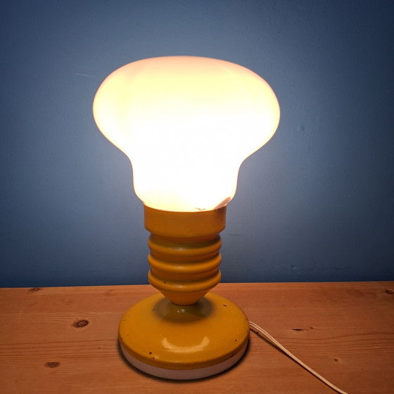 Image 1 of Mid-century Italian space-age table lamp glass metal